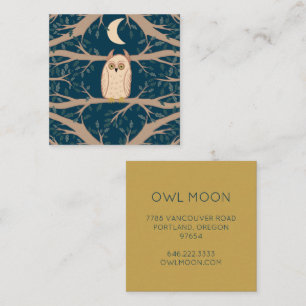 Owl Moon Mystical Magical Boho Colourful Square Business Card