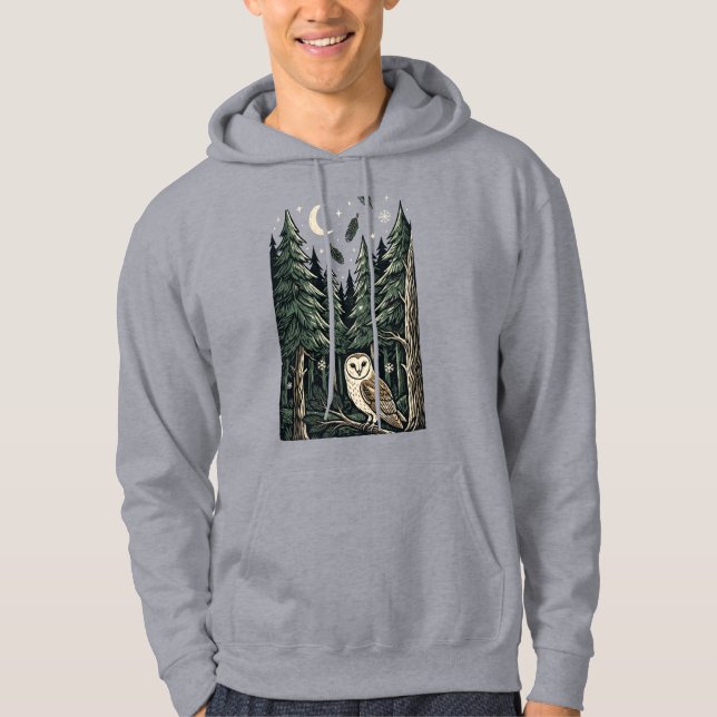 Owl Moonlit Forest Wildlife Hoodie (Front)