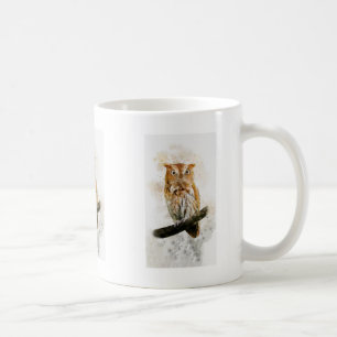 Owl mug- hand-painted watercolor for wildlife fans coffee mug