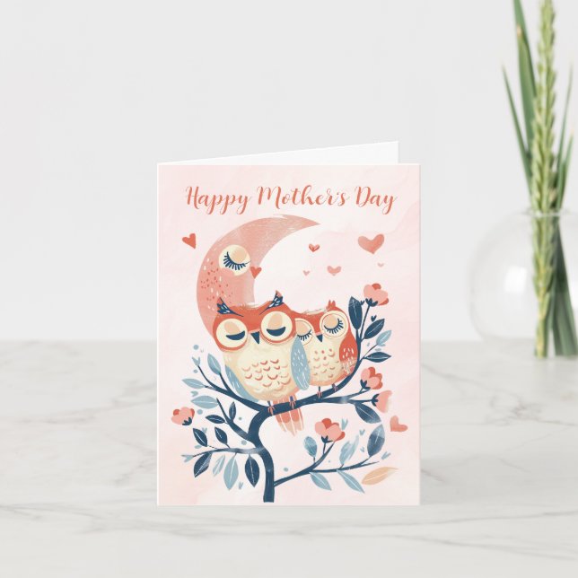 Owl Mum And Baby Love Mothers Day Card (Front)