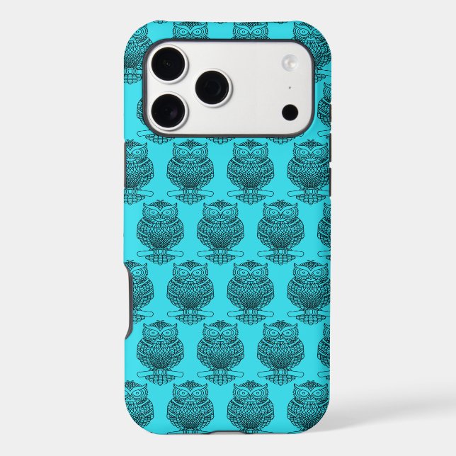 Owl (neon blue) - iPhone Case (Back)