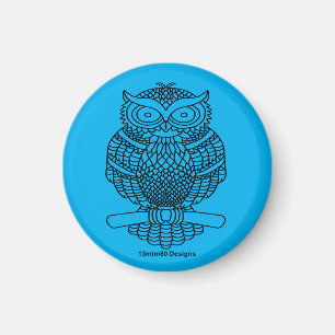 Owl (neon blue) - Magnet