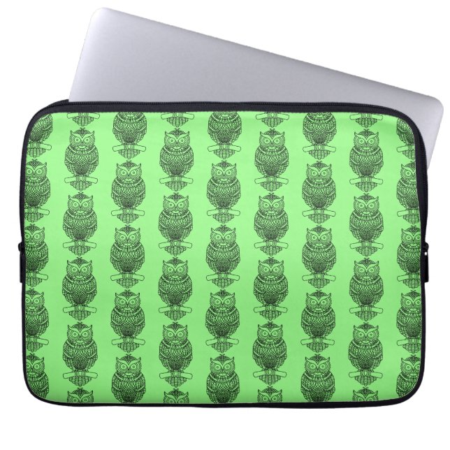 Owl (neon green) - Laptop Sleeve (Front)