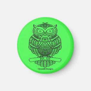 Owl (neon green) - Magnet