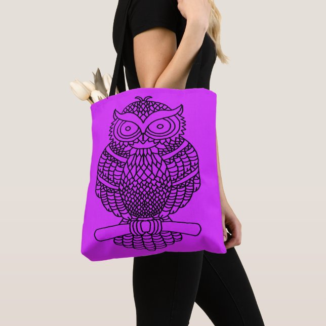 Owl (neon purple) - Tote Bag (Close Up)