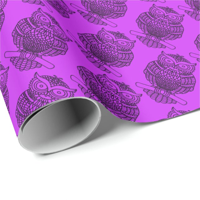 Owl (neon purple) - Wrapping Paper (Roll Corner)