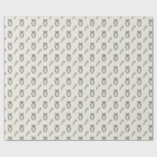 Owl of Athena and Olive Engraved Line Pattern Wrapping Paper