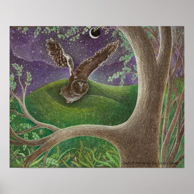 'Owl of Minerva' Art Poster bronze matte uv (Front)