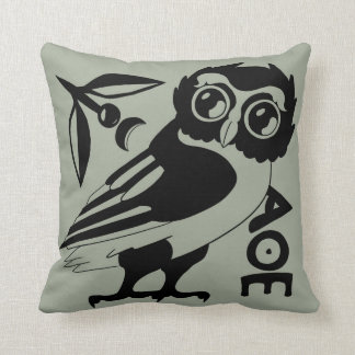 Owl of Minerva Pillow, Green/gray(#a3ac99) Cushion
