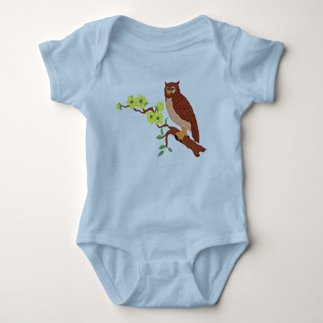 Owl on a Branch Baby  Bodysuit (Front)