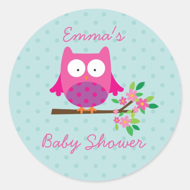 Owl on a Branch Personalised Sticker for Girl (Front)