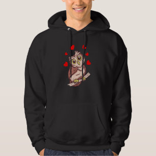 Owl On A Branch With Hearts Owls Hoodie