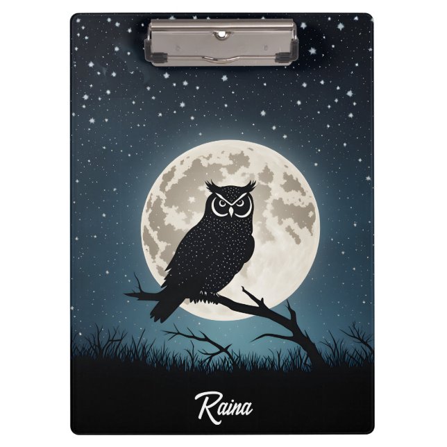 Owl on a Magical Night Clipboard (Front)