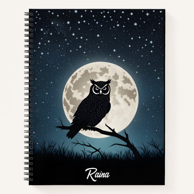 Owl on a Magical Night Notebook (Front)