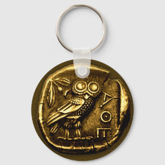 Owl on ancient greek coin key ring