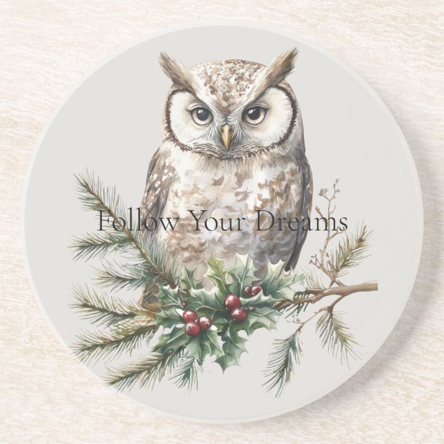 Owl on Branch  Coaster (Front)