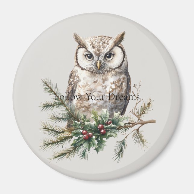 Owl on Branch  Magnet (Front)