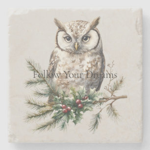 Owl on Branch  Stone Coaster