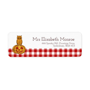 Owl on Pumpkin Gingham Pattern