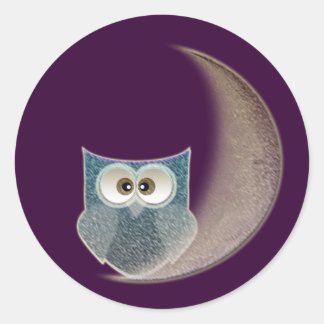 Owl on the Moon Classic Round Sticker