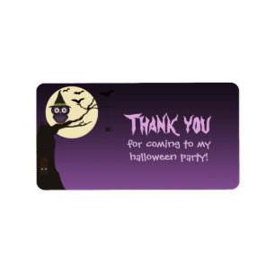 Owl on tree branch Hallowe Favour Tag Label