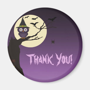 Owl on tree branch Halloween Thank You Magnet