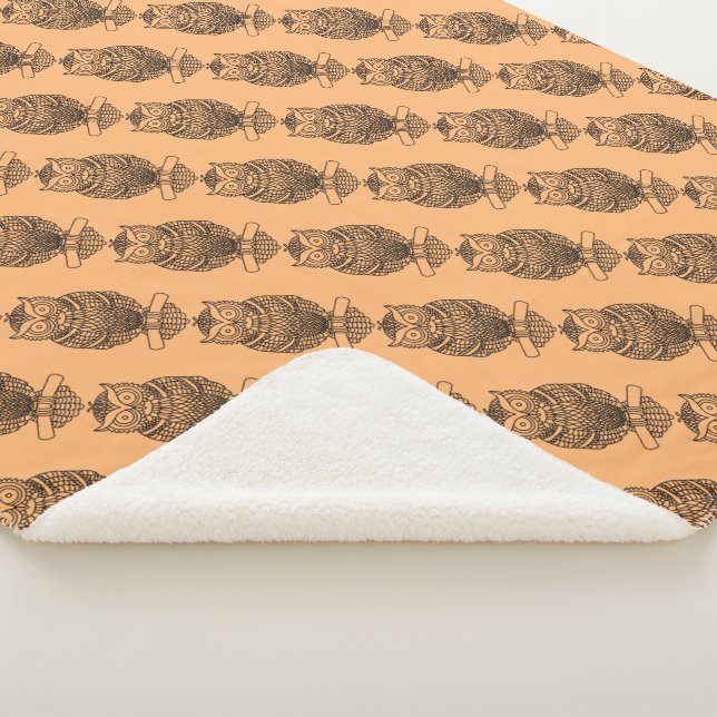 Owl (orange) - Sherpa Blanket (3/4)