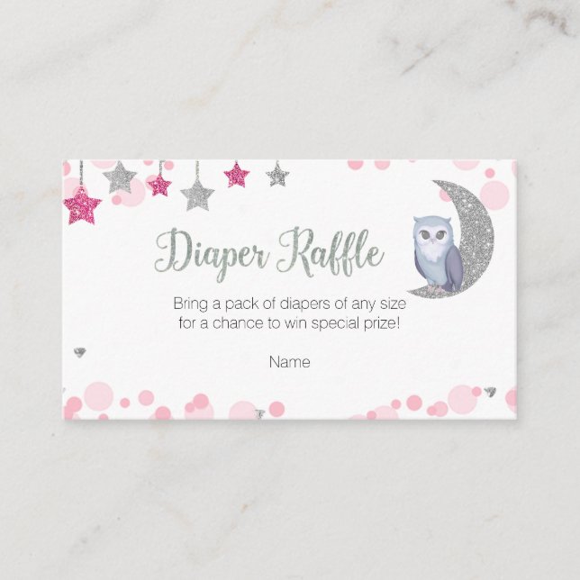 Owl Over the moon Diaper Raffle Enclosure Card (Front)