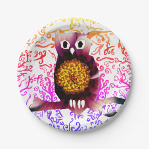 Owl, Owl Bird Floral Art Paper Plates