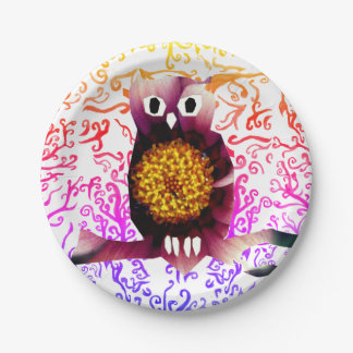 Owl, Owl Bird Floral Art  Paper Plates