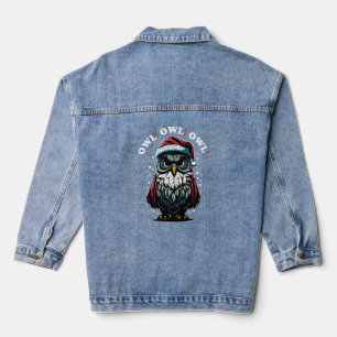 Owl! Owl! Owl! Christmas Pun Santa Claus Owl Denim Jacket