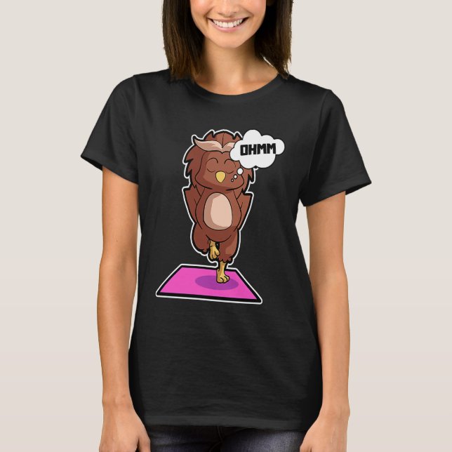 Owl Owl Yoga Poses Sport Gymnastics Ohmmm Heartbea T-Shirt (Front)