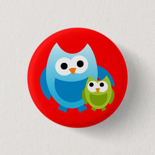 Owl Owls Birds Mum Baby Love Happy Cute Cartoon 3 Cm Round Badge