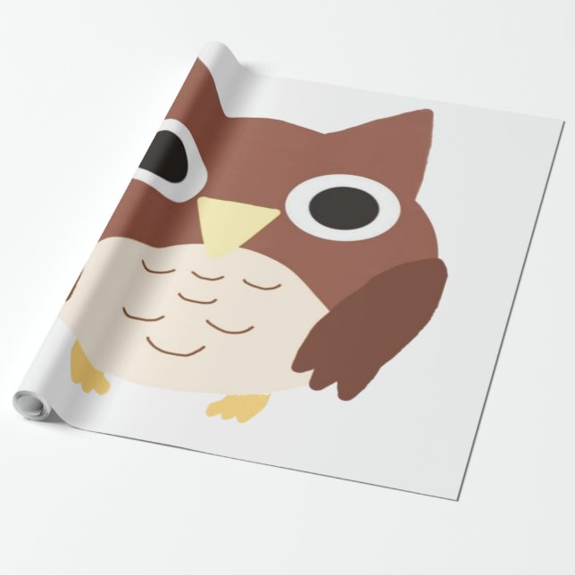 owl painting art wrapping paper (Unrolled)