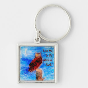 Owl Painting I Love You Key Ring