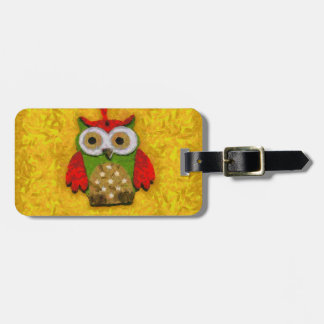 Owl painting luggage tag