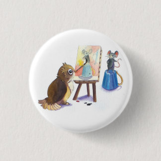 Owl Painting Mouse Portrait 3 Cm Round Badge