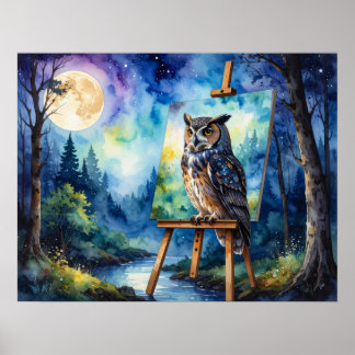 Owl Painting Poster