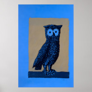 Owl Painting Vintage Poster
