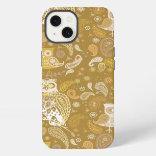 Owl paisley beige pattern iPhone 13 case