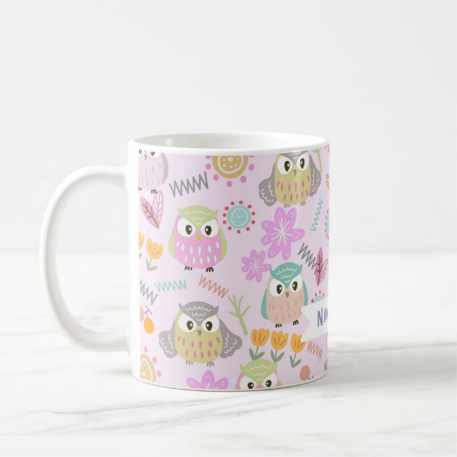 Owl Pastel Pink   Coffee Mug (Left)