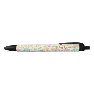 Owl Pastel Yellow   Black Ink Pen