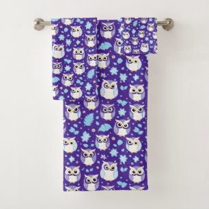 Owl Pattern Bath Towel Set