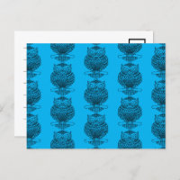 Owl (pattern blue) - Postcard