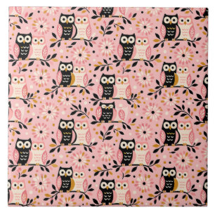 Owl Pattern Design - Illustrative, Whimsical, Natu Tile