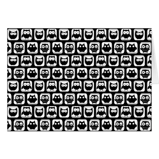 Owl Pattern in Black and White (Front Horizontal)