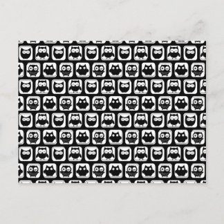 Owl Pattern in Black and White Postcard