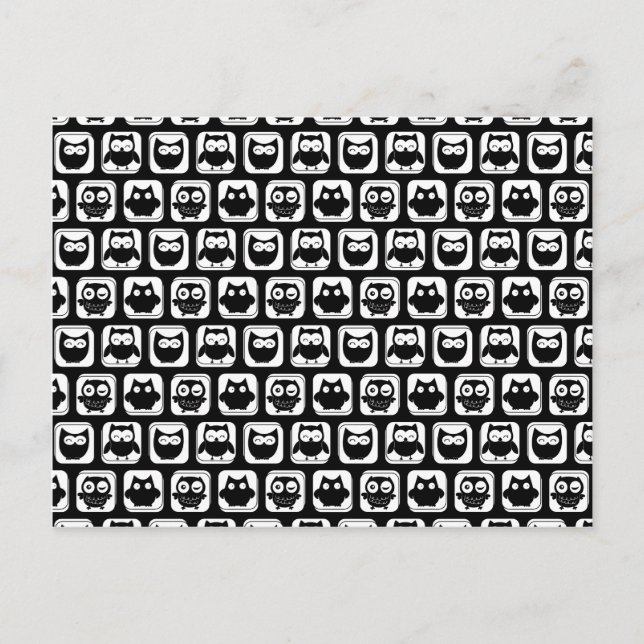 Owl Pattern in Black and White Postcard (Front)