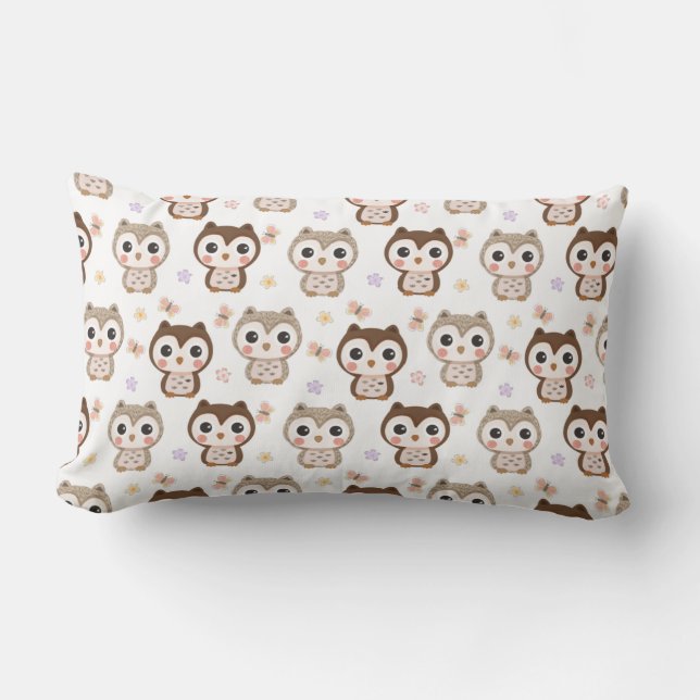 Owl Pattern Lumbar Cushion (Front)