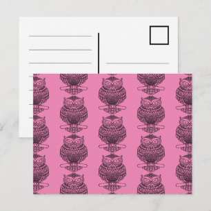 Owl (pattern pink) - Postcard